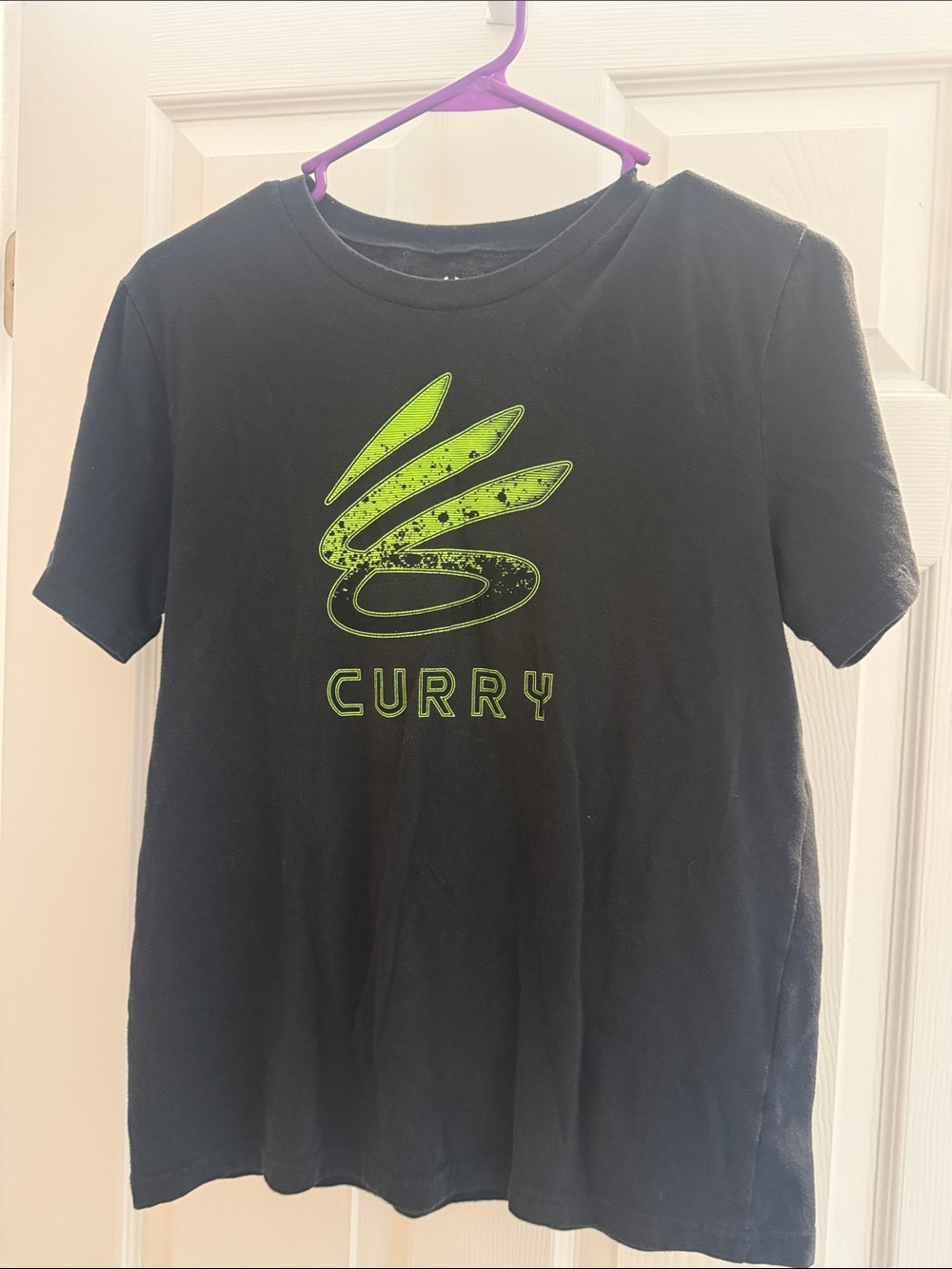 Under Armour Black Tee with Neon Green Curry Logo